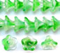 Green-White-Clear Bell Shaped Glass Flower - 12-13mm